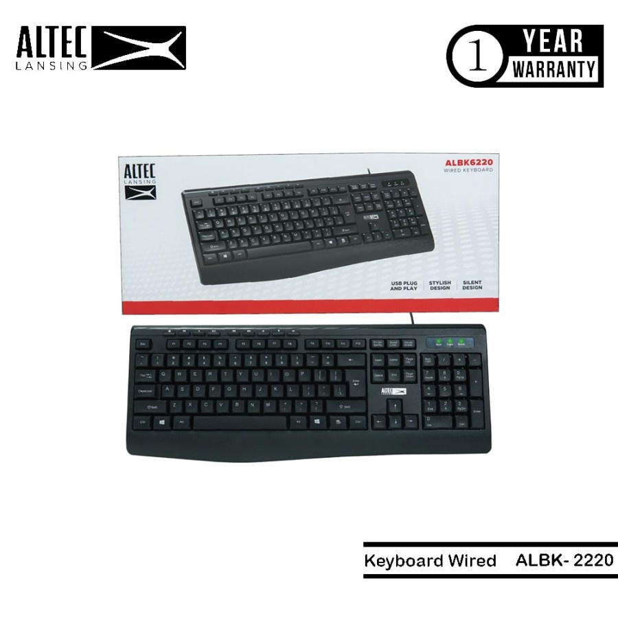 Keyboard altec lansing usb wired membrane 104 keys full size multimedia for office gaming pc laptop cpu albk6220 albk-6220