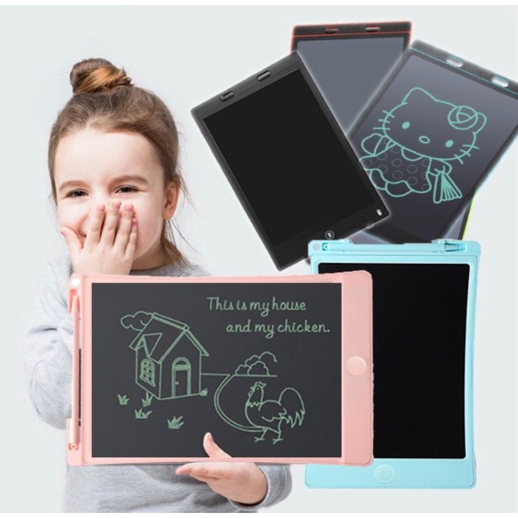 Drawing Writing Tablet 8.5 inch 10 inch 12 inch Colour Warna Rainbow Papan Tulis Anak Digital Warna LED with PEN Edukasi Anak