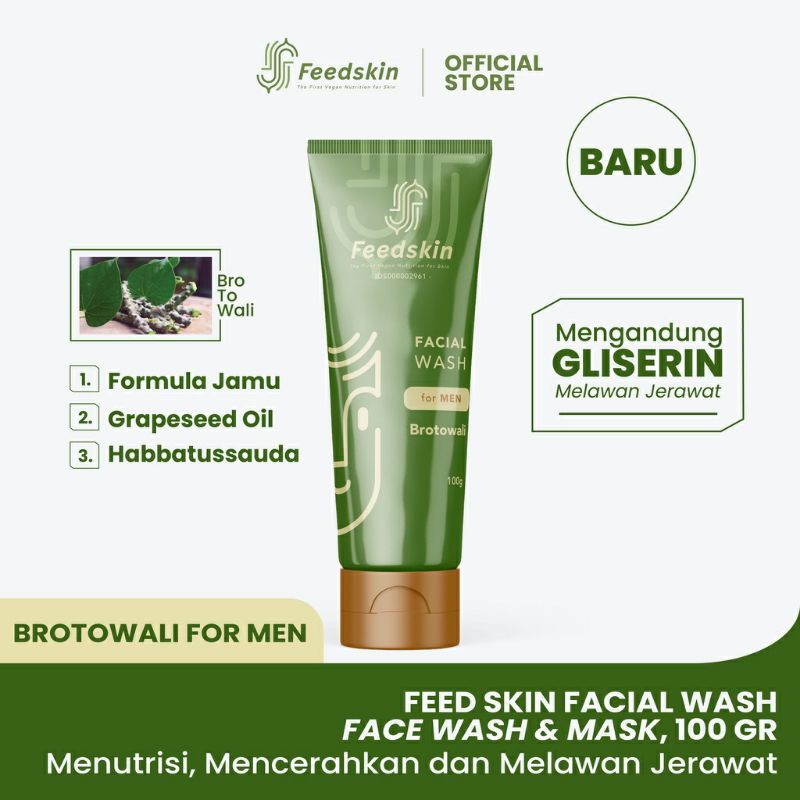 SABUN PEMBERSIH WAJAH ALAMI JAMU FORMULA COWOK FEED SKIN Facial Wash Brotowali [For Men]