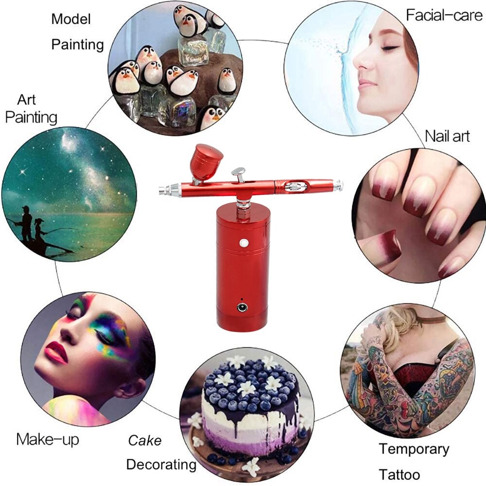 KKMOON Air Compressor Airbrush Painting Tatto Nail Art with Spray Gun 0.3mm 7ml - SN4 - Black