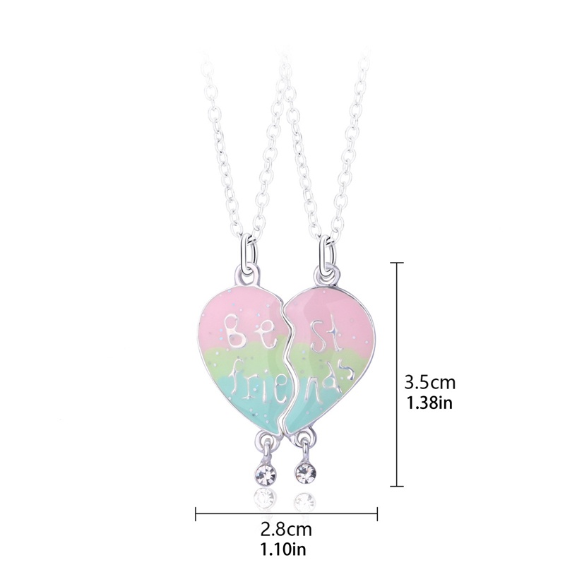 Fancyqube 2Pcs / Set Kalung Rantai Liontin Big Sister Little Sister Warna-Warni Untuk Hadiah
