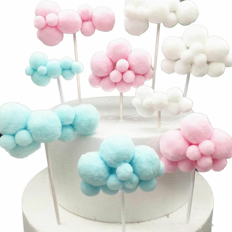 

Hiasan kue awan pom pom/topper kue bentuk awan/ hiasan kue bentuk awan