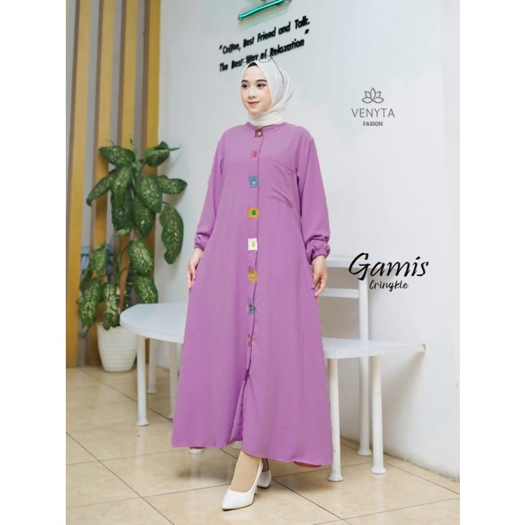 Midi dress viral kekinian citra janeta terbaru modern style baju gamis kancing warna warni terlaris