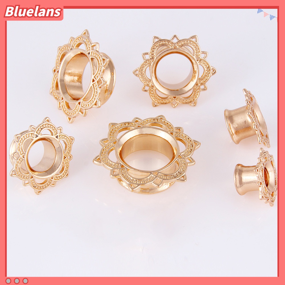 1 Pc Anting Tindik Expander Desain Bunga Lotus Double Flare Untuk Unisex