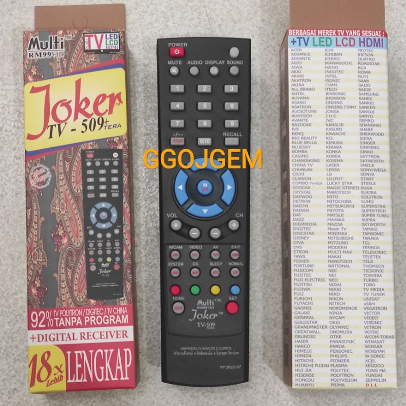 Jual Remot Joker 18X TV + STB + Digital Receiver Multi Universal LED