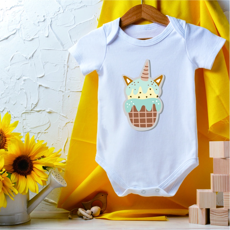 Jumpsuit Bayi Perempuan Laki Laki Motif Ice Cream Jumper Kain Katun