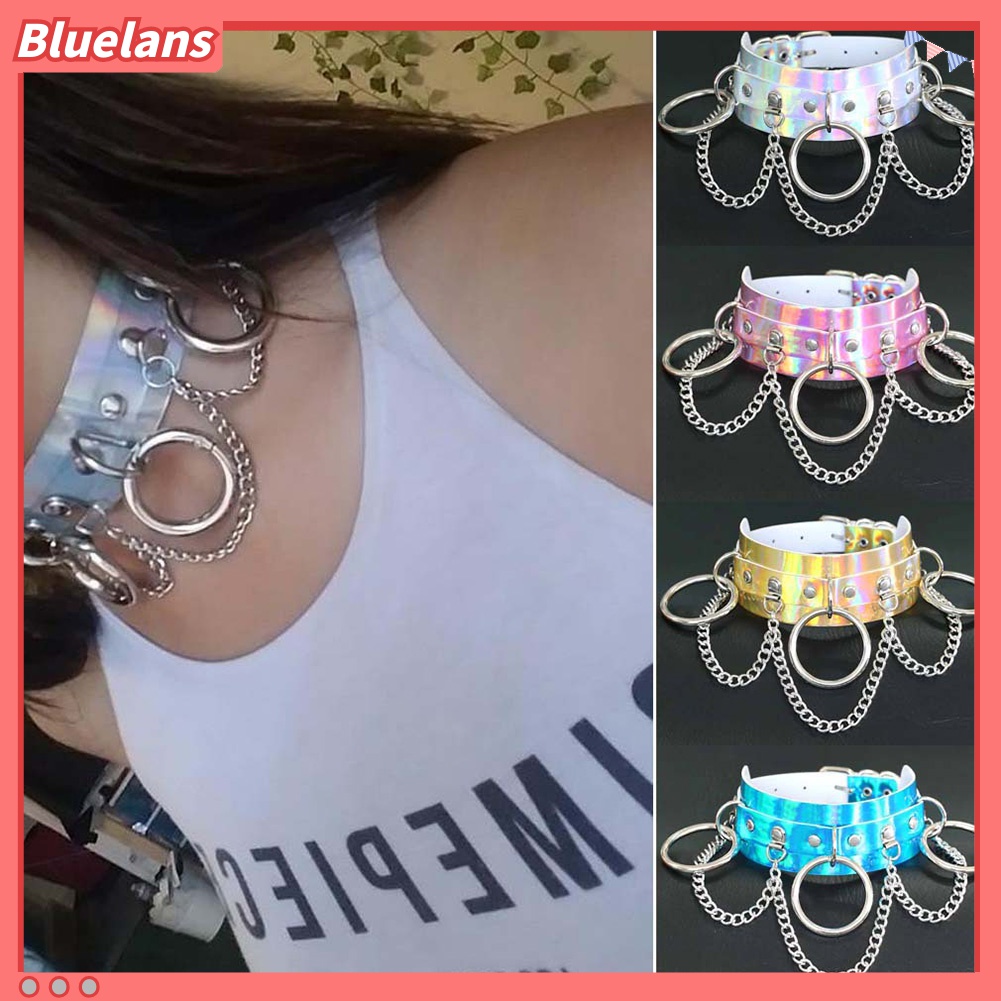 Kalung Choker Rantai Adjustable Gaya Punk Untuk Klub Malam