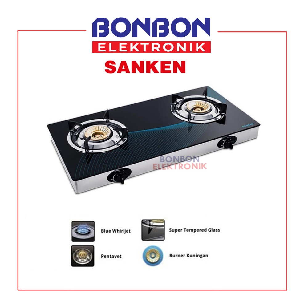 Sanken Kompor Gas 2 Tungku Permukaan Kaca SG363 / SG 363 / SG-363 BX