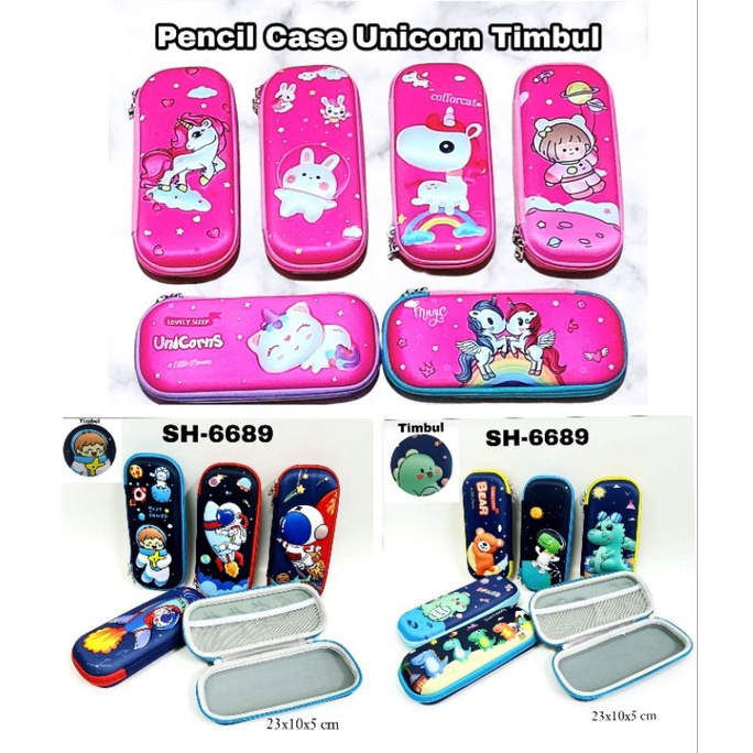

pencil case Tempat Pensil Hardcase Unicorn 3d Timbul Kotak pensil Resleting anak cewe Hadiah Ultah ulang tahun