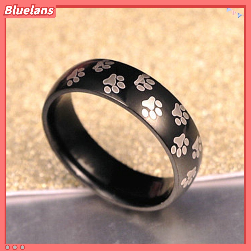 Cincin Bahan Titanium Steel Motif Print Hewan Untuk Pria Dan Wanita