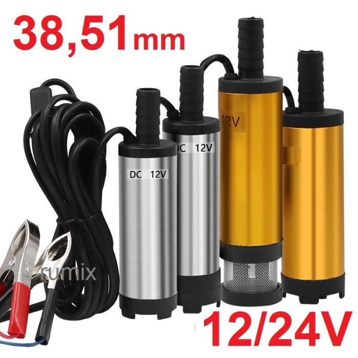 Pompa air celup mini Kecil Portable 12v Diesel Pump Mini Oli Minyak - 12V PompaSilver