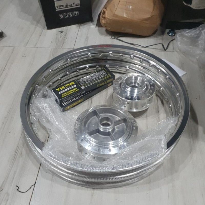 Velg Alloy CRV Japan 18 x 160 Silver Kilat Set Jari dan Tromol SYS Yamaha Rx king Chrome 1 Set