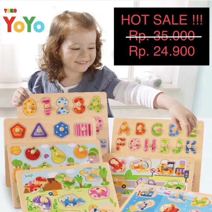 Puzzle Puzzle Kayu / Puzzle Kayu Knob / Mainan Edukasi / Puzzle Kayu Angka