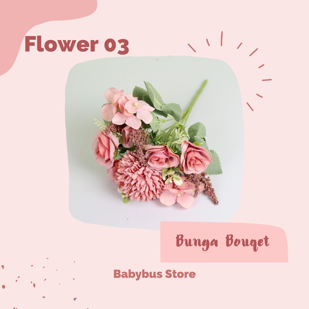 BBS FL03 Bunga Hias Hydrangea (Tanpa Pot) Bunga Tangkai Bunga Plastik Tanaman Hias Artificial Dekorasi Rumah Murah