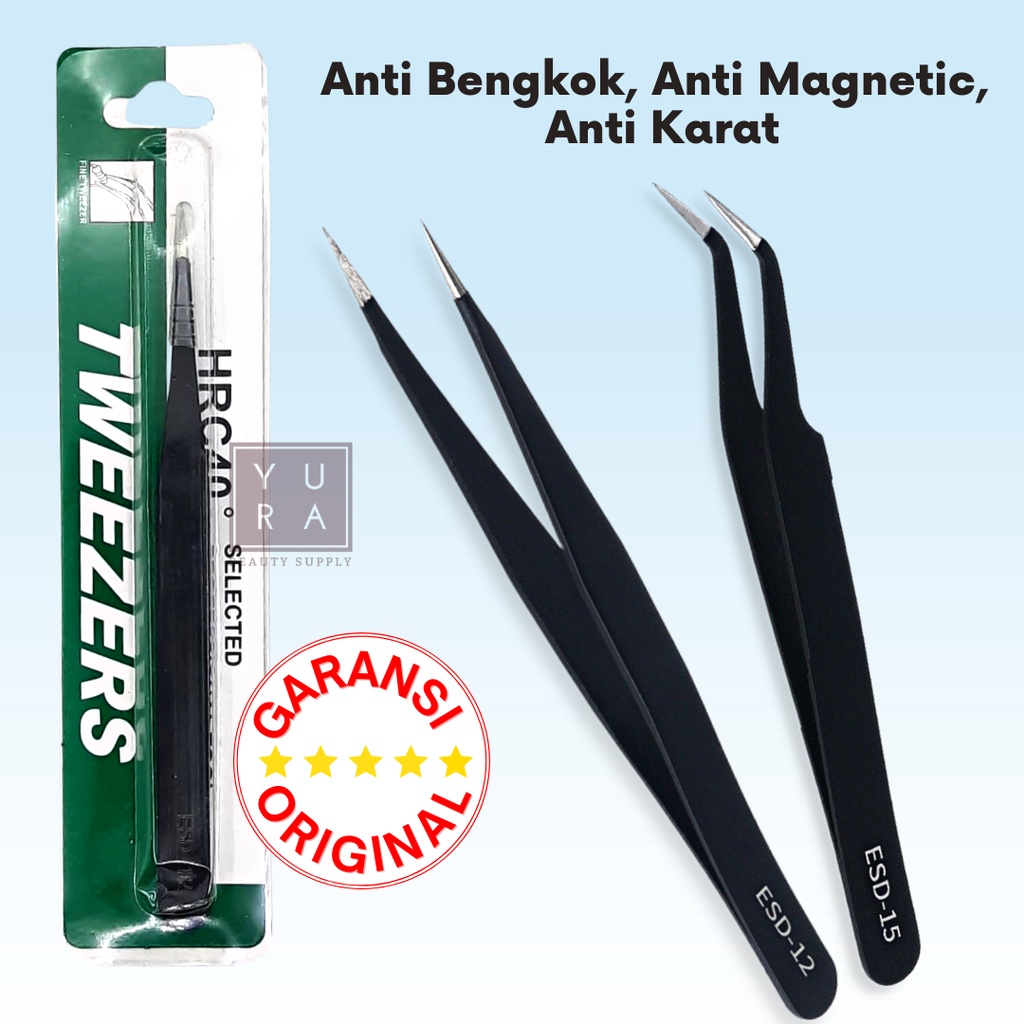 TWEEZER HITAM STANDARD Lurus Eyelash Extention / pencapit bulu mata palsu bengkok dan lurus