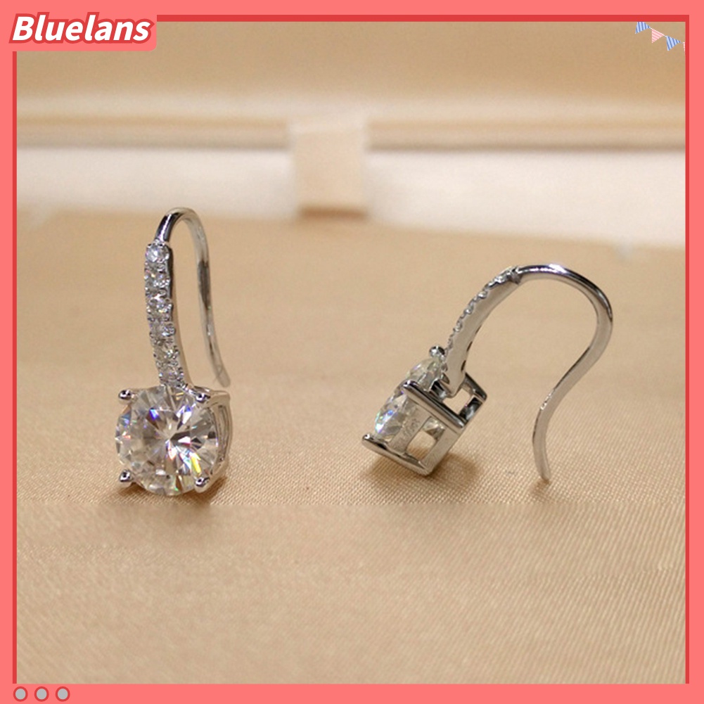 Anting Kait Gantung Wanita Bentuk Bulat Hias Cubic Zirconia Untuk Hadiah Natal