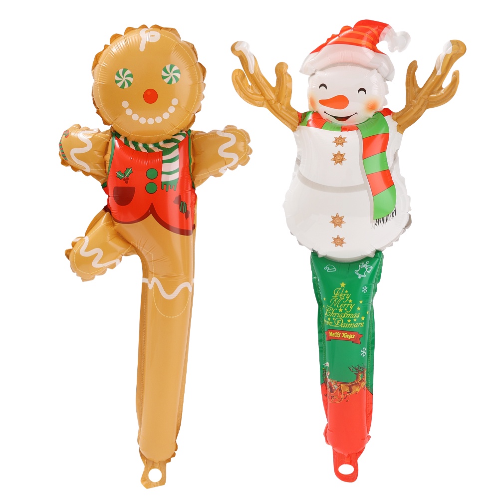 Balon Foil Bentuk Gingerbread Man Snowman Santa Claus Elk Untuk Dekorasi Pesta Natal