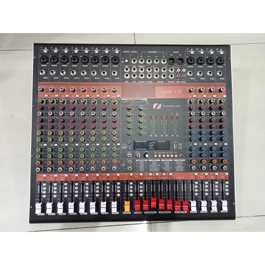 MIXER PHASELAB LIVE 12 + COMPRESSOR mixer audio phaselab live12 12ch + kompres