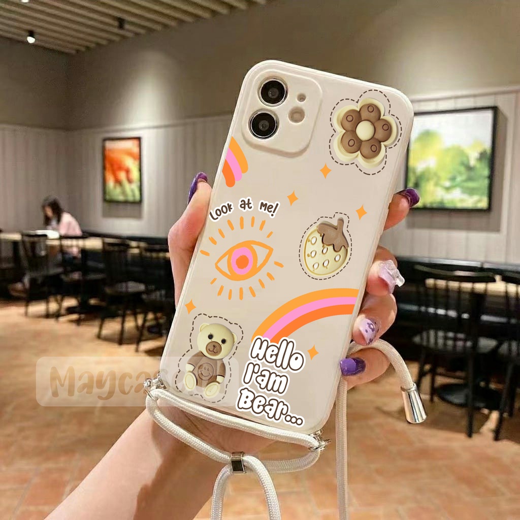 Softcase 3D Timbul + TALI SLING Samsung A12 M12 A22 4G A22 5G A32 4G A32 5G A52 A50  A30S A10 A20 A3