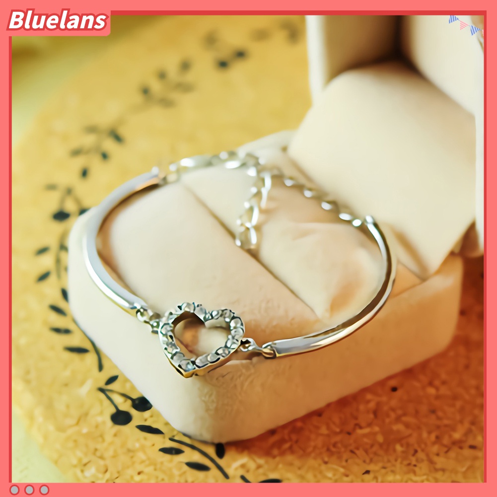 Gelang Rantai Berlian Imitasi Bentuk Hati Model Hollow Untuk Wanita