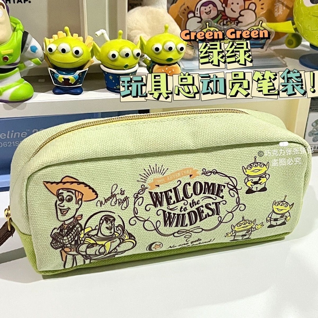 ✜☬۩Sera Green Toy Story Tas Pena Siswa Sekolah Menengah Pertama Tas Penyimpanan Alat Tulis 2022 Baru Gaya Retro Tas Pena