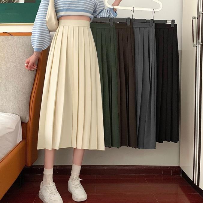 (555 XL/XXL/XXXL)Long Tennis Skirt/Korean Pleated Skirt/Rok Panjang Termurah