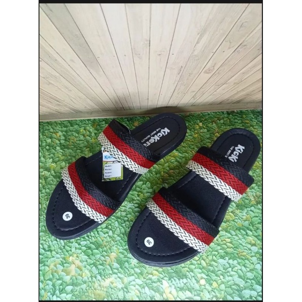 Sandal wanita - sandal Kickers - sandal teplek rajut - sandal kekinian