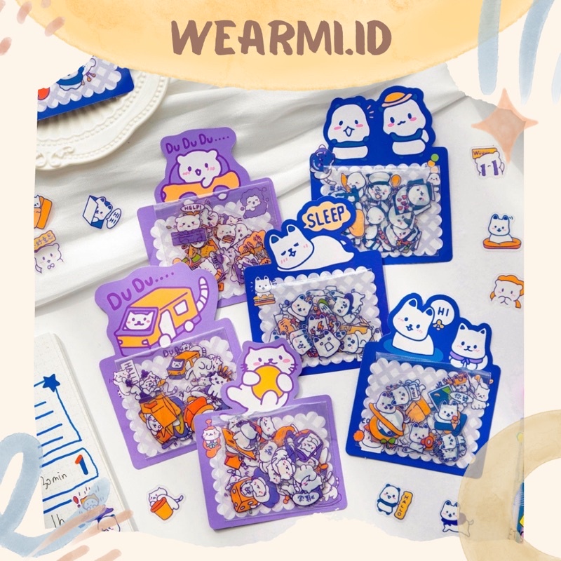 

40 pcs Sticker Pack PET mini Animal Cute Blue Purple Theme Aesthetic Scrapbook Bujo Jurnal DIY Wearmi