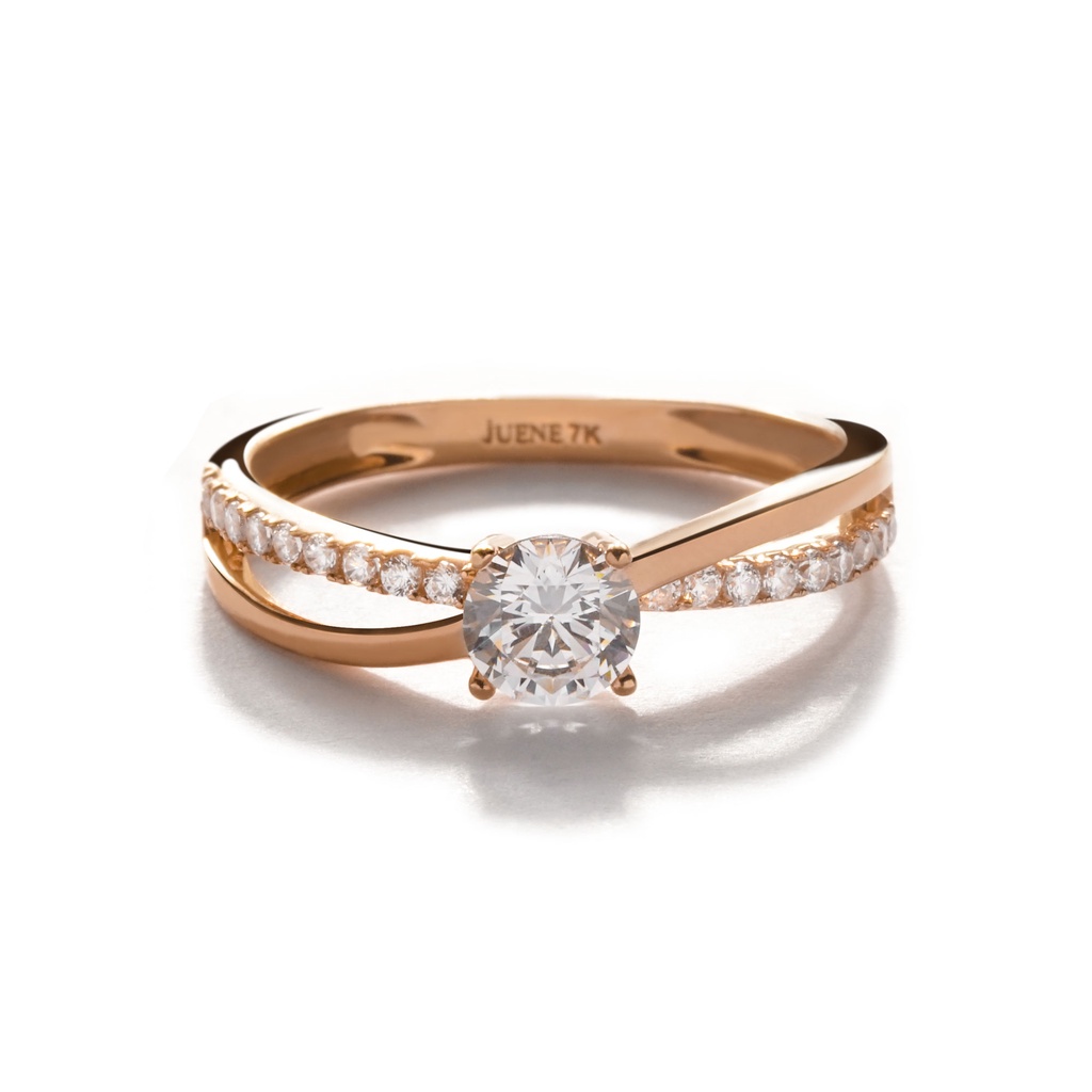Cincin Emas 7K - Giselle Solitaire Gold Ring - Florence - Juene Jewelry