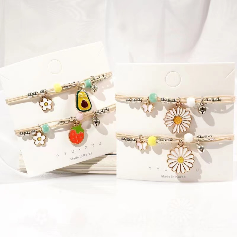 Gelang Couple Daisy Etnik Bead Tali persahabatan Braided Bracelet/Friendship Adjustable