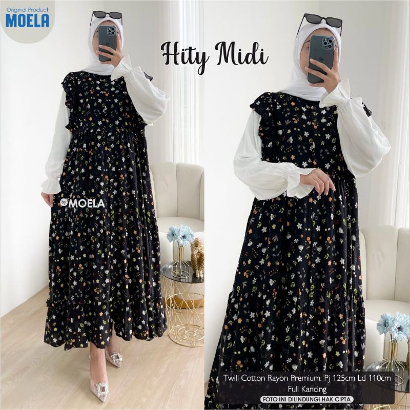 Hity Midi Seici Midi Ori Moela Midi Dress Crinkle Mix Rayon LD 110 Busui