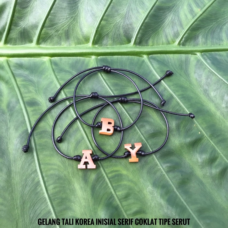 Gelang Tali Inisial Serif tipe Serut korea 1.5mm