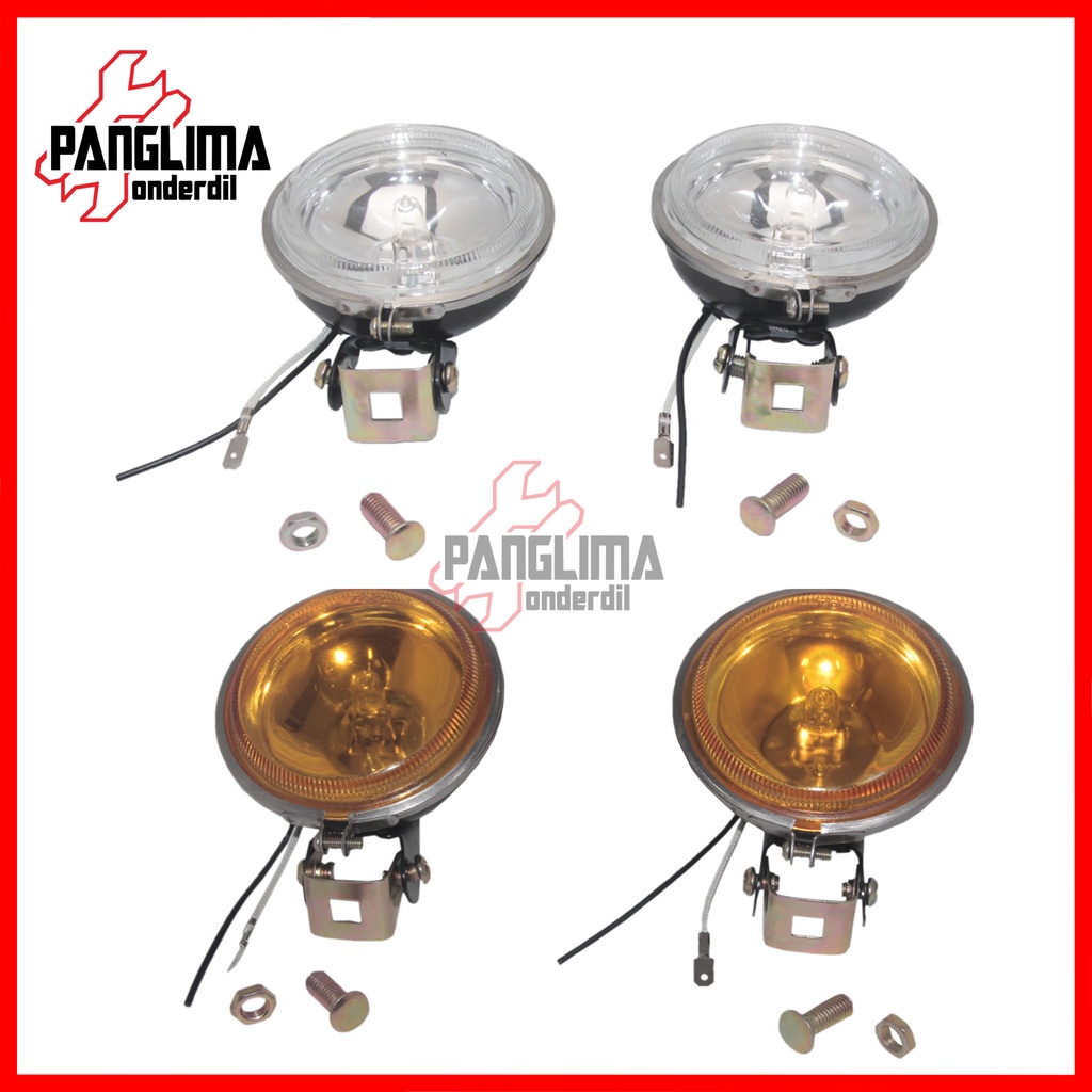 Lampu Kabut Universal Untuk Segala Jenis Motor-Mobil Warna Putih-Kuning Fog Lamp-Foglamp Bulat 1 Set-2 Pcs