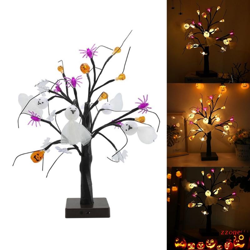 Zzz Lampu Tumblr 24-LED 18 &quot;Bentuk Labu / Hantu / Pohon Halloween Untuk Dekorasi
