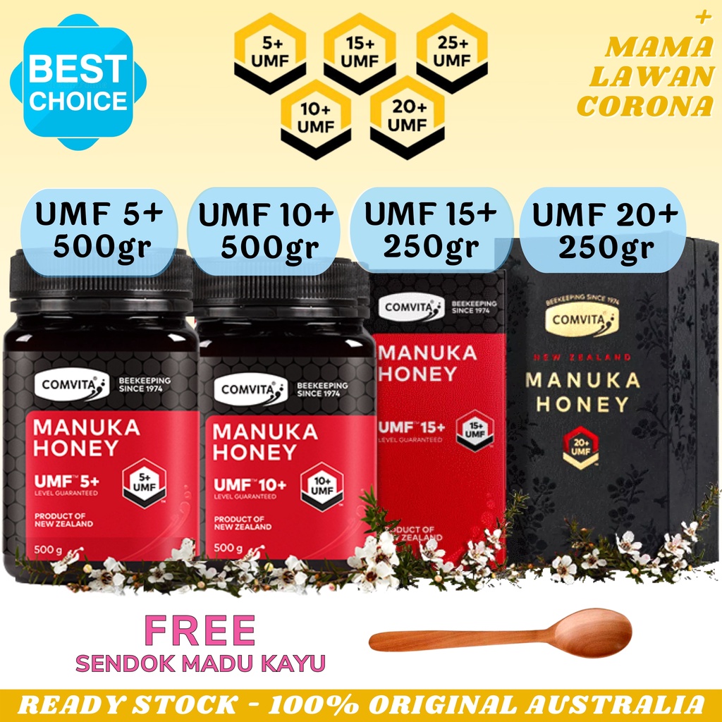 COMVITA MANUKA HONEY UMF 5 10 15 20 25 500g 5+ 10+ 15+ 20+ 25+ 250g 250gr NEW ZEALAND // MANUKA HEALTH MGO 115+ 263+ 400+ 115 263 400 + 250 500 g gr gram Madu Asli Original Direct Impor Import 500 g gr gram 1kg 1 kg