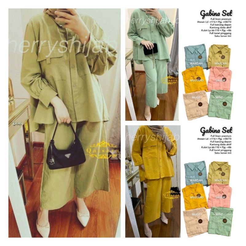 Gabina set/setelan linen/setelan celana/setcel/setcel wanita/setelan linen