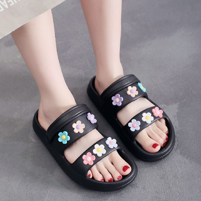 DDS9388 Sandal Rumah Sendal Slop Wanita Fashion Import Flower Ready Jakarta Bisa COD (NO BOX)