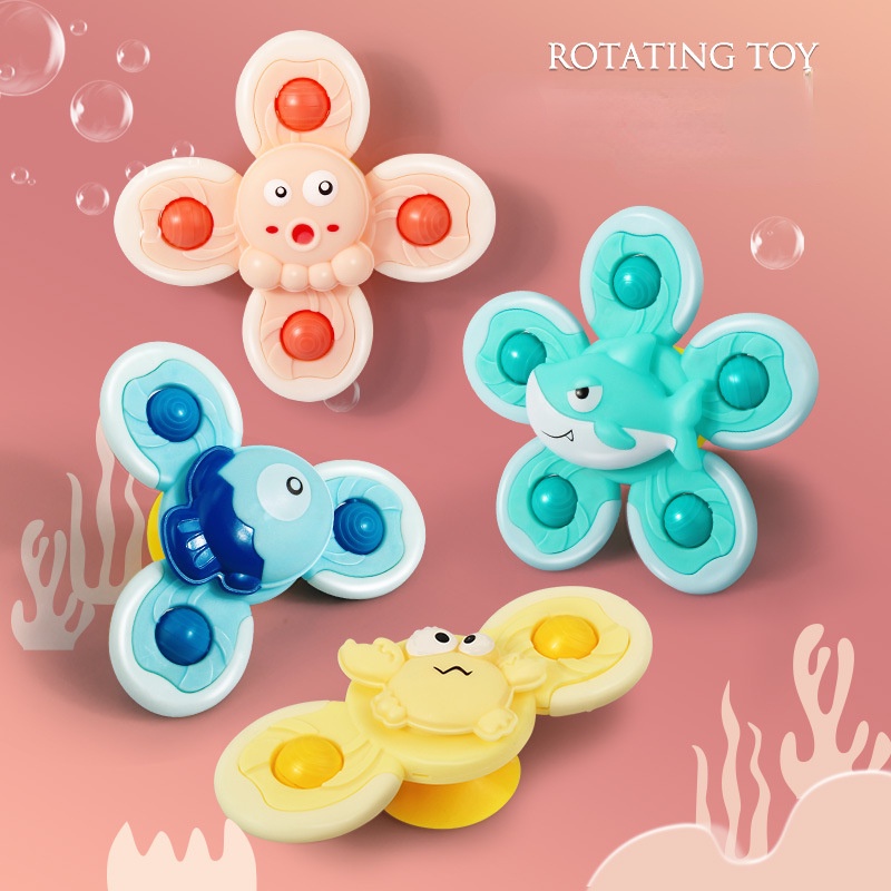 Baby Spinning Fun Chair Suction Cups Toys 0-1 Years Old Early Education Puzzle Can Gnaw Teeth Glue Rattle