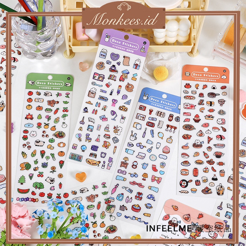 

Korean Cute Mini Deco Sticker Sheet Diary photocard Journal aesthetic lucu imut unik scrapbook tumbler stationery /stiker lucu anti air