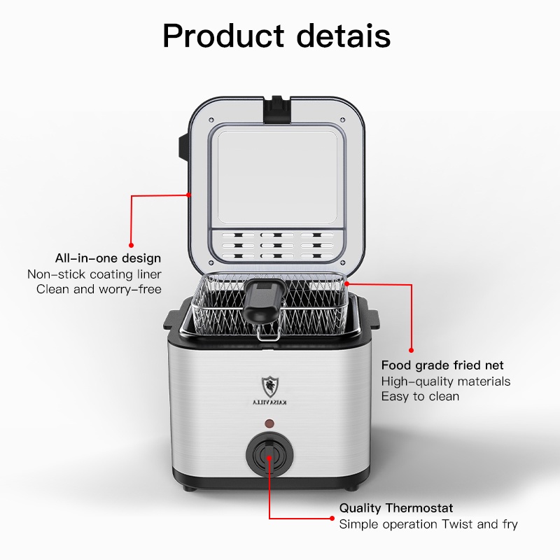 KAISA VILLA Deep Fryer Listrik 2.5L Penggoreng Listrik