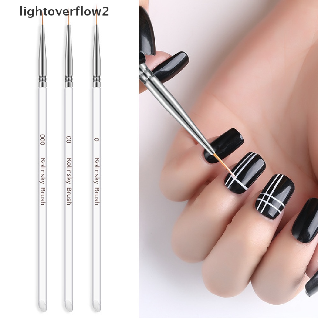 (lightoverflow2) 3pcs / Set Brush Pen Liner Gambar Garis Untuk Hiasan Nail Art DIY