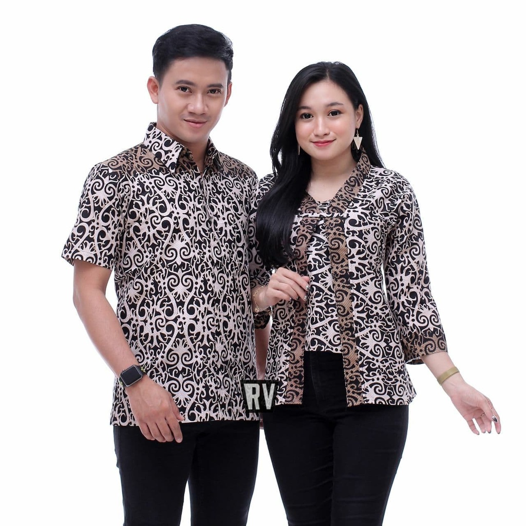 Seragam Kantor - Set Couple Baju Batik motif dayak - Couple maura Sania Ruffle Rama Sinta - CPRV