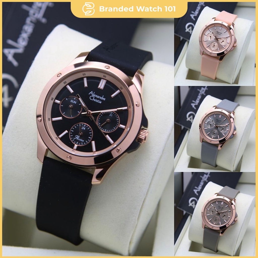 ORIGINAL Jam Tangan Wanita Alexandre Christie AC 2970 / AC2970 / 2970 Garansi Resmi 1 Tahun, Rubber