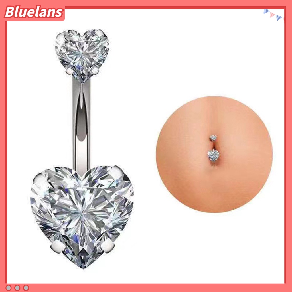 Cincin Tindik Pusar Bentuk Hati Bahan Stainless Steel Tahan Korosi Untuk Wanita