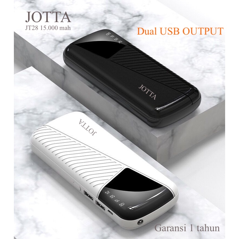 Powerbank JOTTA JT 28 kapasitas 15.000 mah cocok buat hp merek apapun.