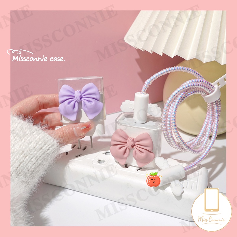 5 IN 1 Case Pelindung Kabel Data / Charger Apple 18 / 20W Bahan TPU Dengan Hiasan Pita