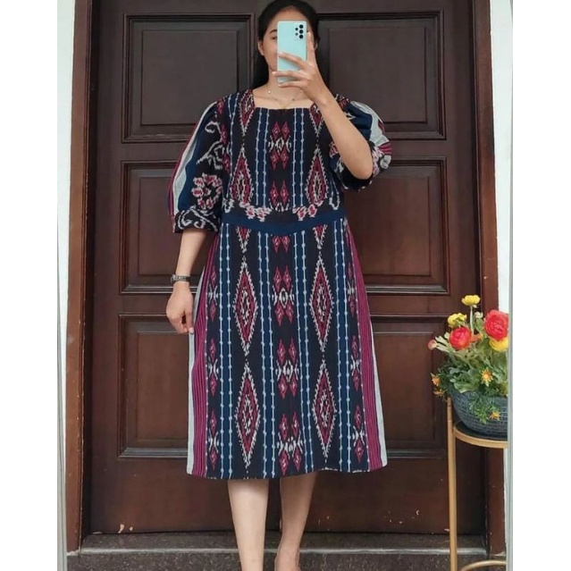 DRESS SHEERENA TENUN FASHION TROSO JEPARA, DRESS CASUAL TENUN JEPARA, DRESS TENUN IKAT TROSO JEPARA,