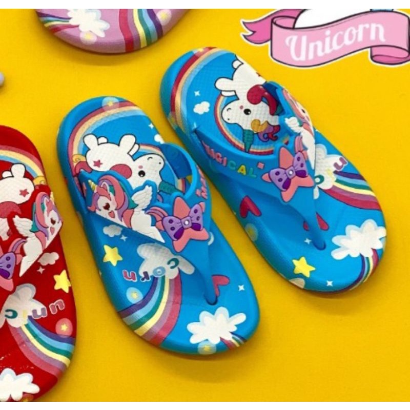 Sandal jepit jelly anak cewek import sandal anak perempuan terbaru motif unicorn