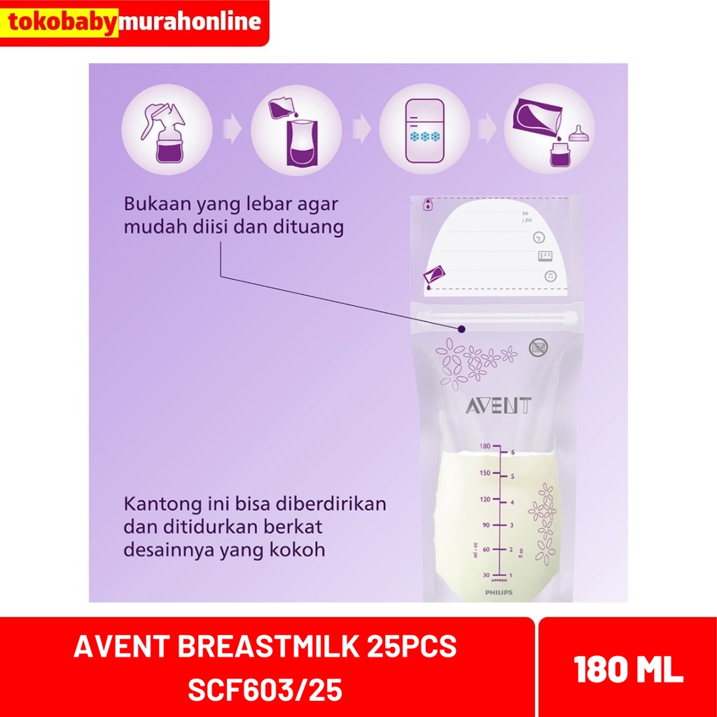 AVENT BREASTMILK 180ML 25PCS SCF-603/25 / KANTONG ASI