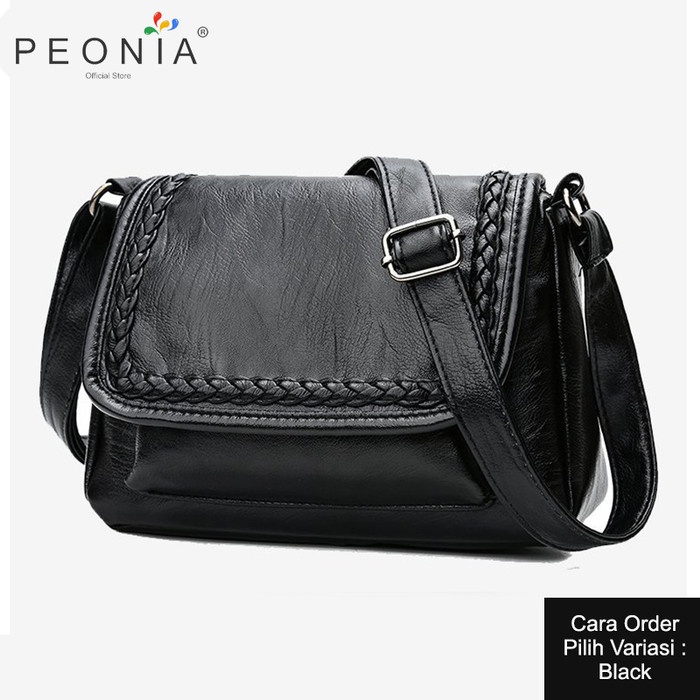 PROMO TAS WANITA Peonia Tas Selempang Wanita Import Tas Hp Kecil Korea TAMI Bag - Hitam KEKINIAN SEK